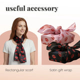 Satin Lightweight Scarf with Kiss Mark Design - Scarves