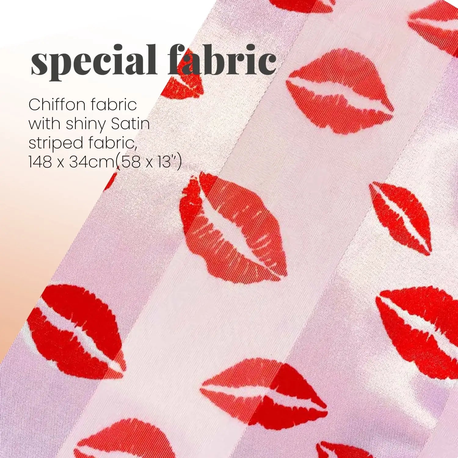 Satin Lightweight Scarf with Kiss Mark Design - Scarves