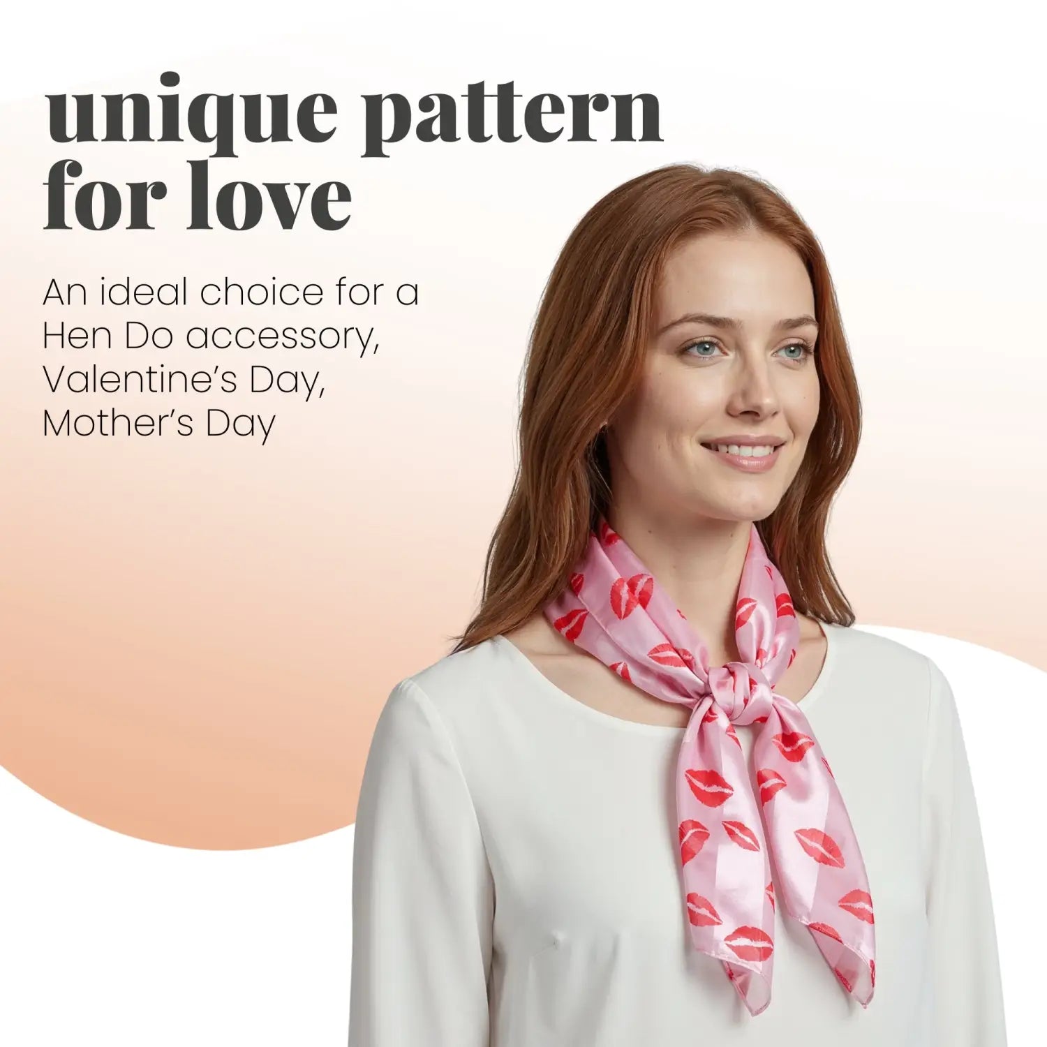 Satin Lightweight Scarf with Kiss Mark Design - Scarves