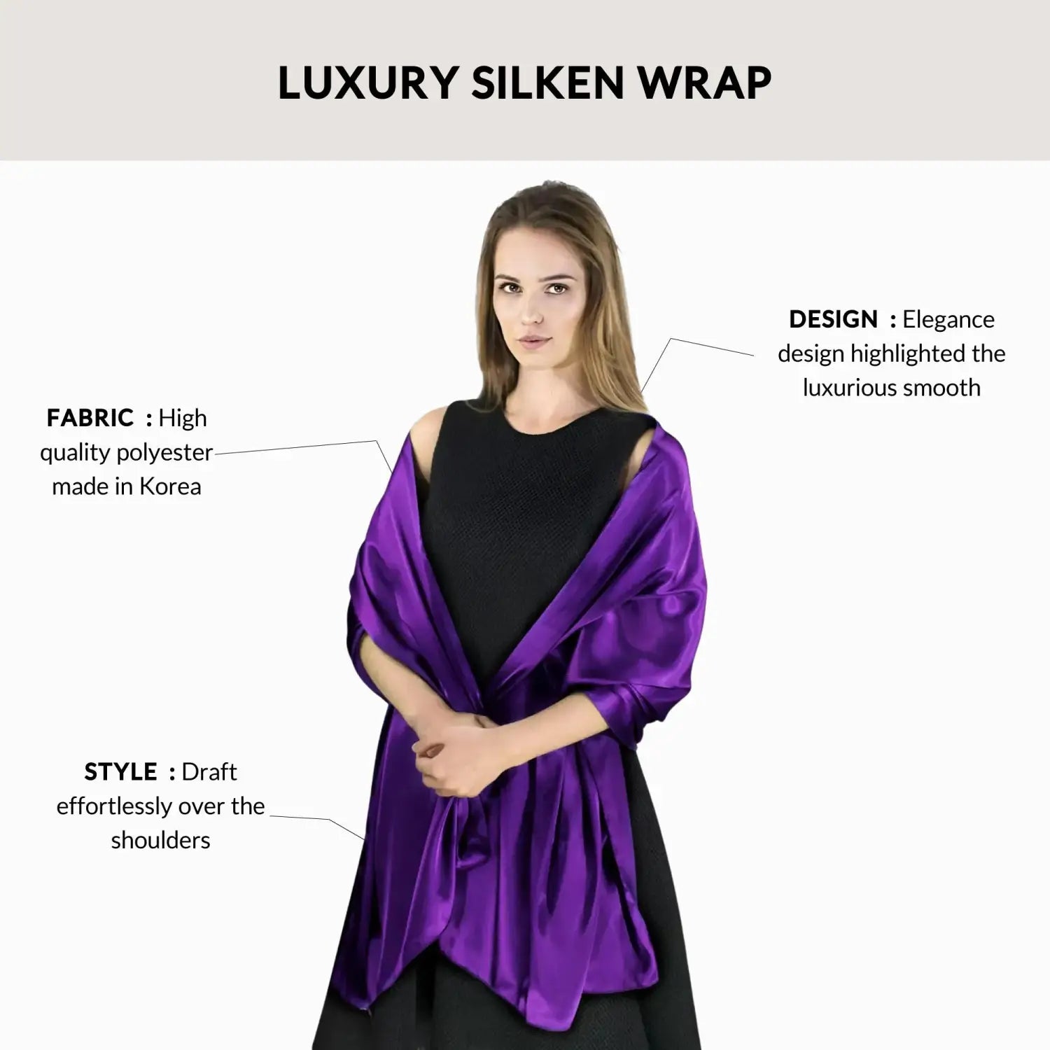 Satin Shawl for Weddings & Parties – Luxurious Fabric Perfect Hemming - Shawls & Wraps