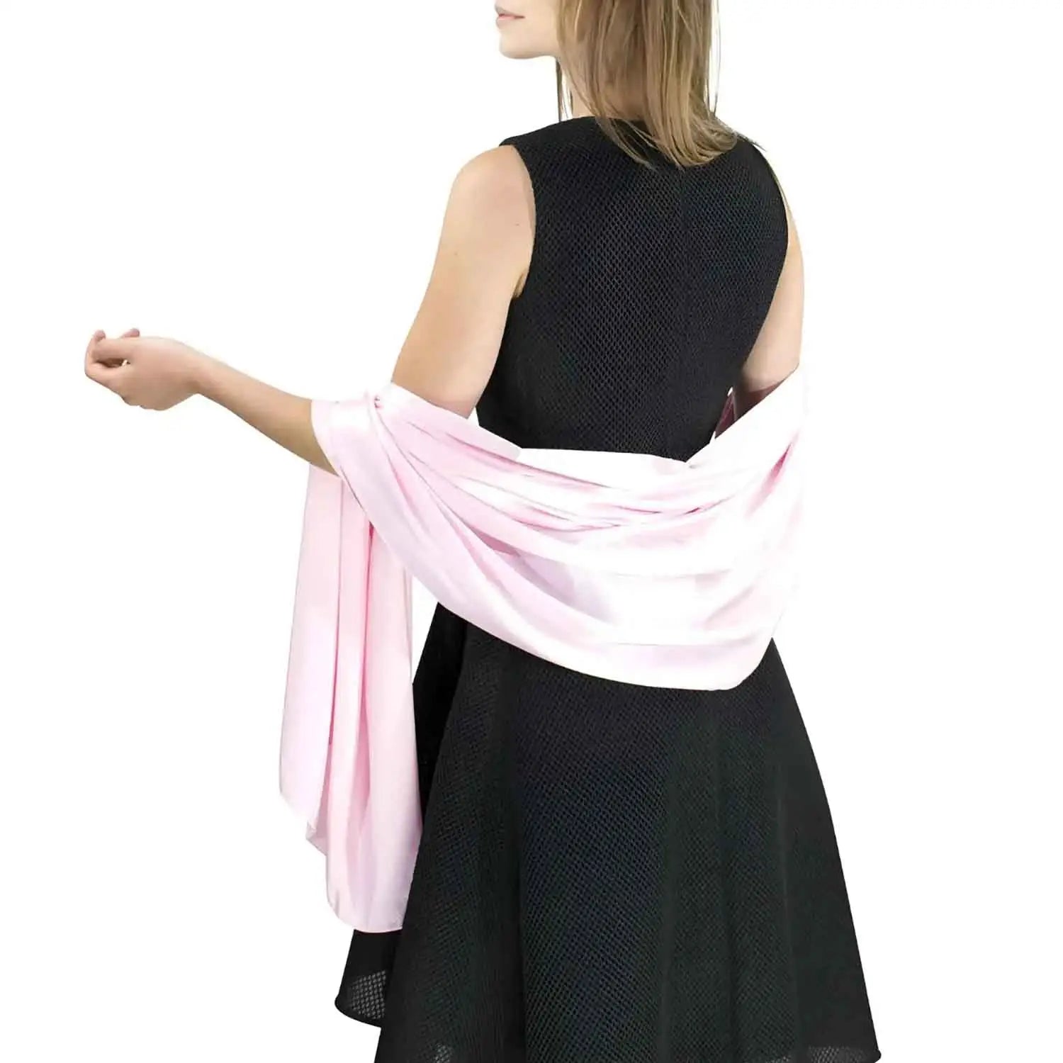 Satin Shawl for Weddings & Parties – Luxurious Fabric Perfect Hemming - Baby Pink - Shawls & Wraps