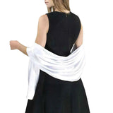 Satin Shawl for Weddings & Parties – Luxurious Fabric Perfect Hemming - White - Shawls & Wraps