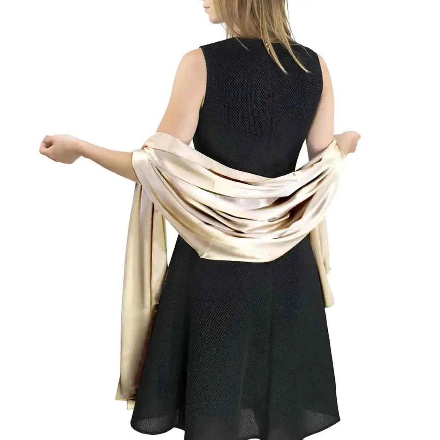 Satin Shawl for Weddings & Parties – Luxurious Fabric Perfect Hemming - Champagne Gold - Shawls & Wraps