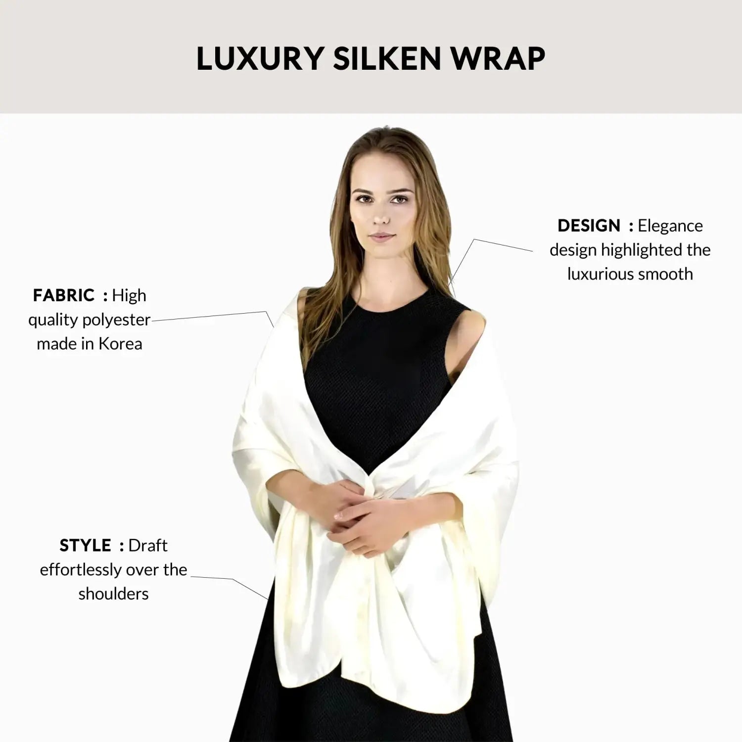 Satin Shawl for Weddings & Parties – Luxurious Fabric Perfect Hemming - Shawls & Wraps