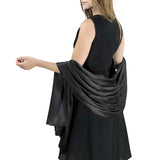 Satin Shawl for Weddings & Parties – Luxurious Fabric Perfect Hemming - Black - Shawls & Wraps