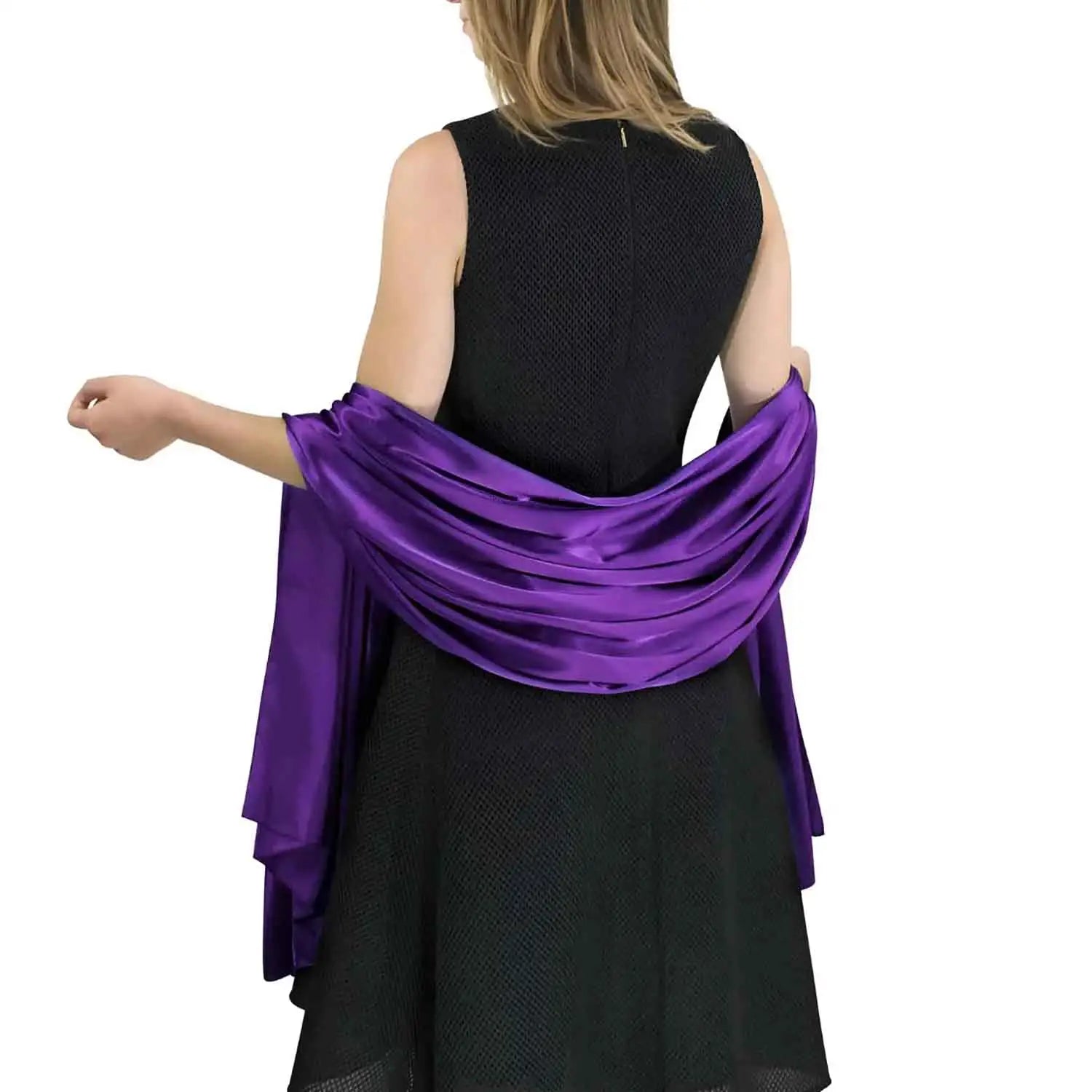 Satin Shawl for Weddings & Parties – Luxurious Fabric Perfect Hemming - Purple - Shawls & Wraps