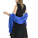 Satin Shawl for Weddings & Parties – Luxurious Fabric Perfect Hemming - Royal Blue - Shawls & Wraps