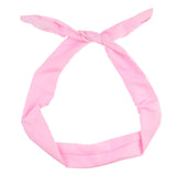 Pink Satin Wired Bunny Ears Headband on White Background