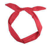 Satin Wired Bunny Ears Headband in Red - Knot Detail