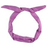 Satin Wired Bunny Ears Headband in Purple Velvet Knot