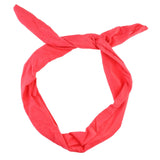 Red satin wired bunny ears headband with knot accent
