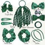 Green hair accessories set for school girls providing a secure hold