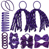 Secure hold purple hair accessories in School Girl Plain Hair Accessories Set, 23pcs