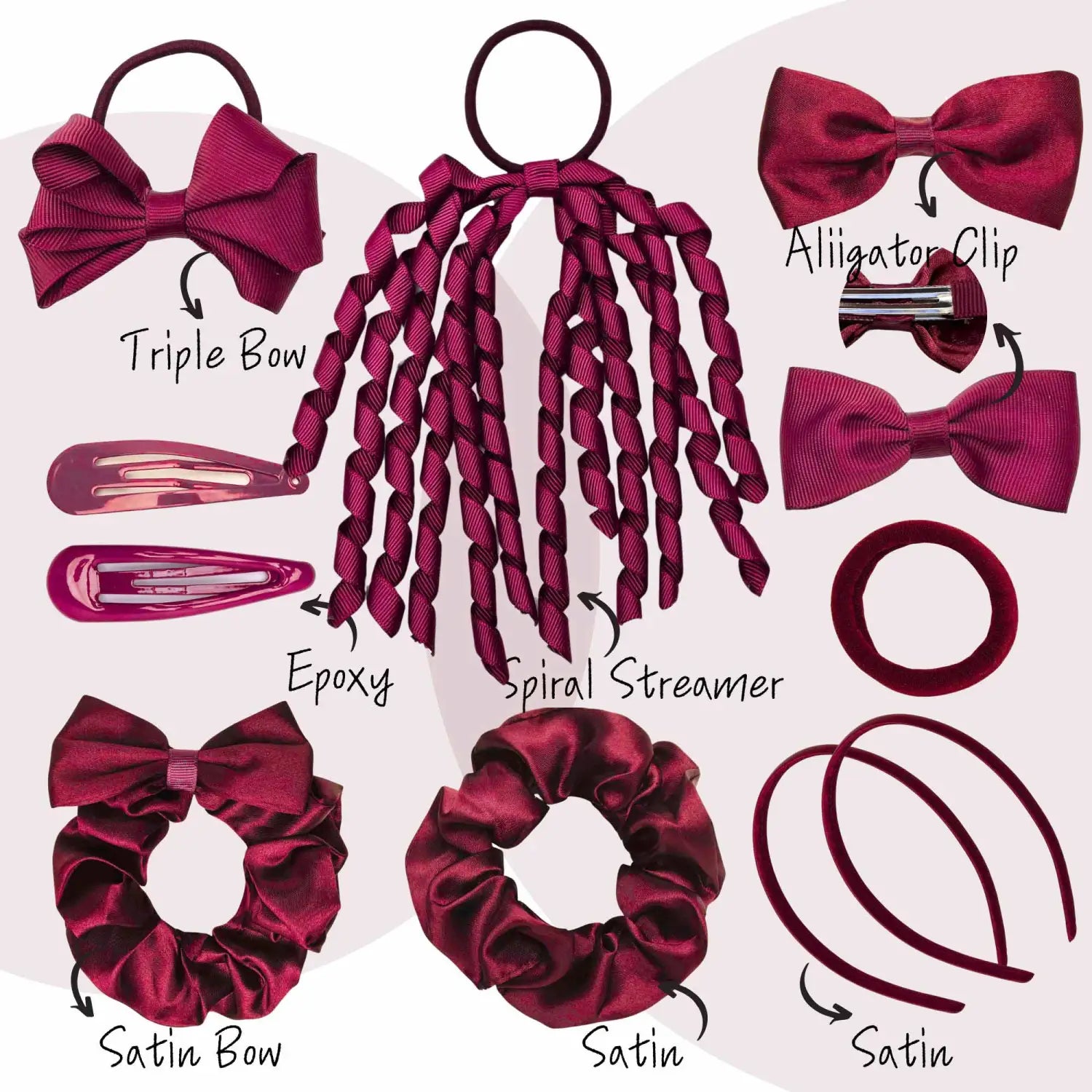 School Girl Plain Hair Accessories Set - Hair Accessory Set