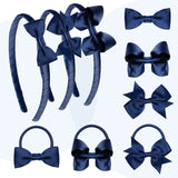 School Hair Accessories Set with Bow Alice Bands Alligator Clips & Elastics - Hair Accessory Set