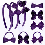 School Hair Accessories Set with Bow Alice Bands Alligator Clips & Elastics - Hair Accessory Set