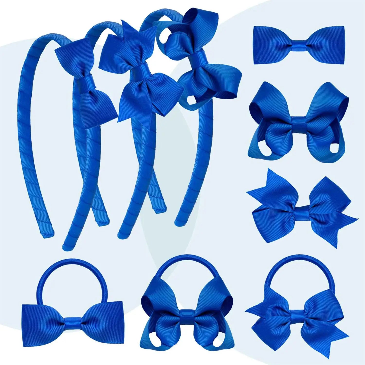 School Hair Accessories Set with Bow Alice Bands Alligator Clips & Elastics - Hair Accessory Set