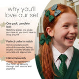 School Hair Bow Clips and Gingham Elastic Set for Girls - Hair Accessory Set