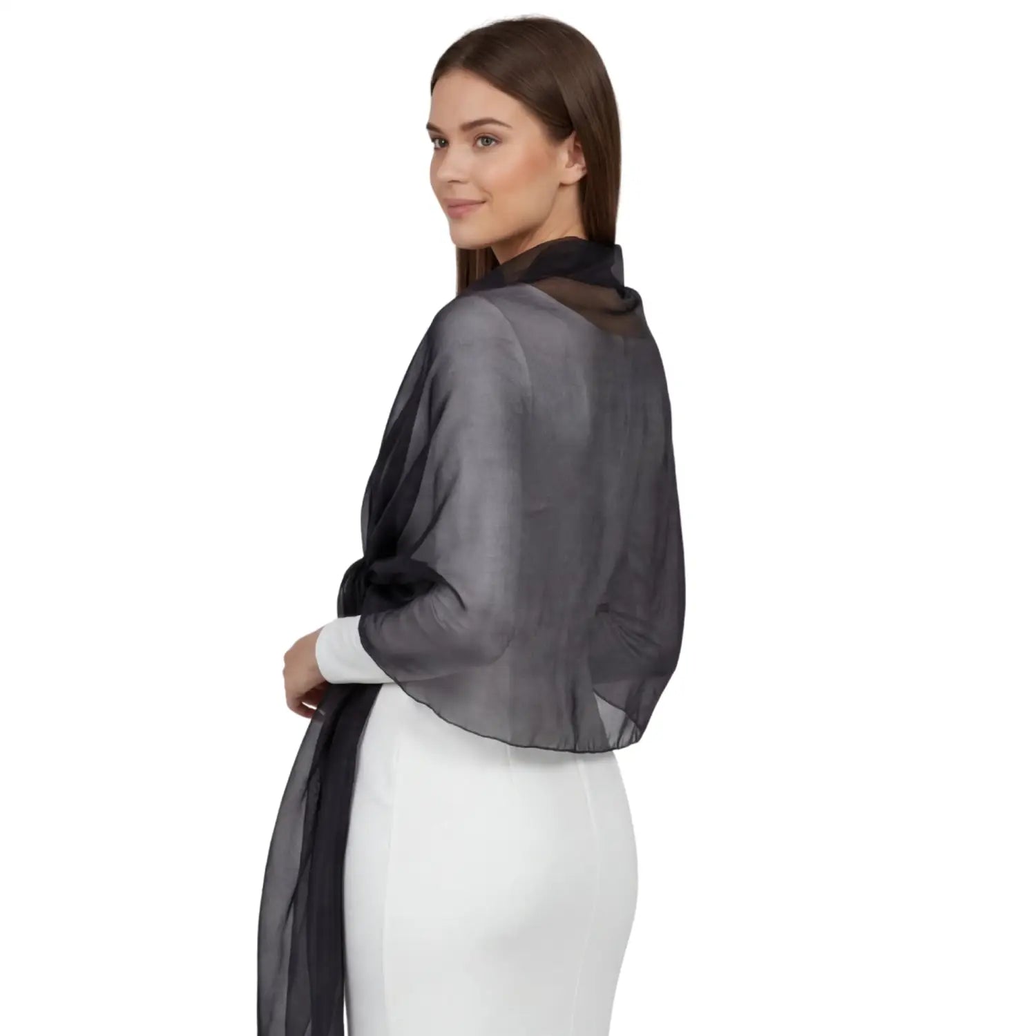 Sheer Shimmer Evening Lightweight Stole - Black - Shawls & Wraps