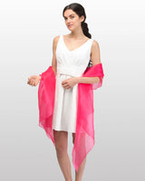 Woman in white dress and pink scarf - Sheer Shimmer Evening Lightweight Stole