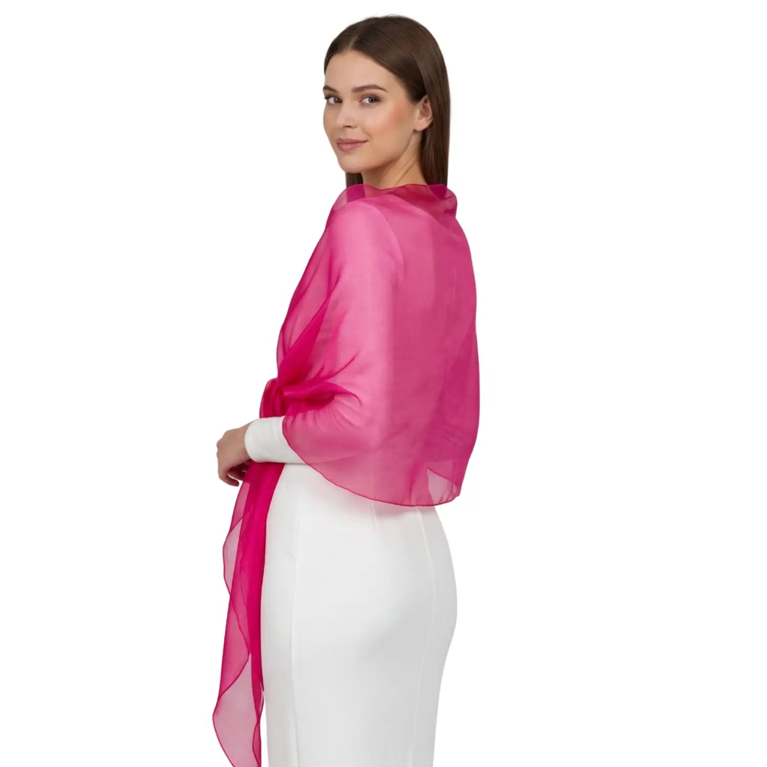 Sheer Shimmer Evening Lightweight Stole - Fuchsia - Shawls & Wraps