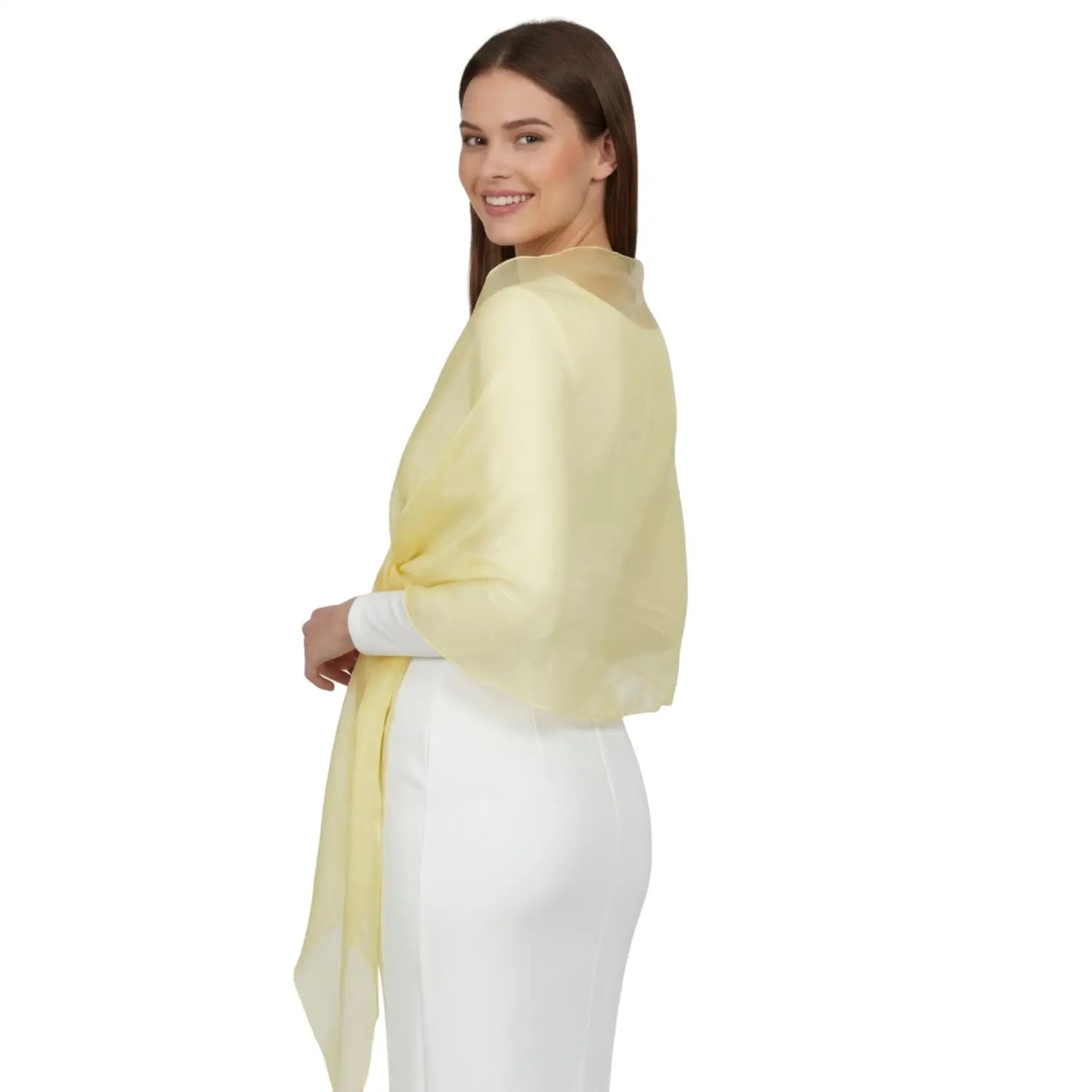 Sheer Shimmer Evening Lightweight Stole - Light Gold - Shawls & Wraps
