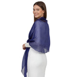 Sheer Shimmer Evening Lightweight Stole - Navy - Shawls & Wraps