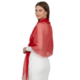 Sheer Shimmer Evening Lightweight Stole - Red - Shawls & Wraps