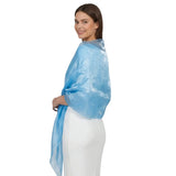Sheer Shimmer Evening Lightweight Stole - Turquoise Blue - Shawls & Wraps