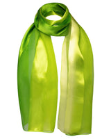 Green satin stripe scarf on white background - Shimmer Stripe Satin Scarf | Two-Tone Colors.