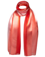 Red satin stripe scarf on white background.