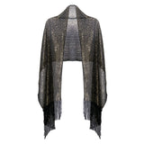 Shimmering Lurex Scarf Fishnet Evening Shawl Scarves - Black Gold Lurex - Shawls & Wraps