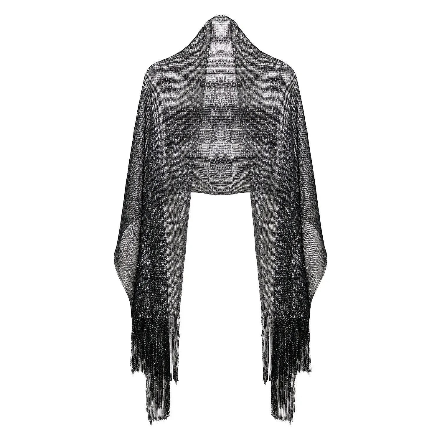 Shimmering Lurex Scarf Fishnet Evening Shawl Scarves - Black Silver Lurex - Shawls & Wraps