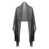 Shimmering Lurex Scarf Fishnet Evening Shawl Scarves - Black Silver Lurex - Shawls & Wraps