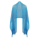 Shimmering Lurex Scarf Fishnet Evening Shawl Scarves - Blue - Shawls & Wraps