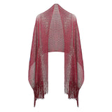 Shimmering Lurex Scarf Fishnet Evening Shawl Scarves - Burgundy - Shawls & Wraps