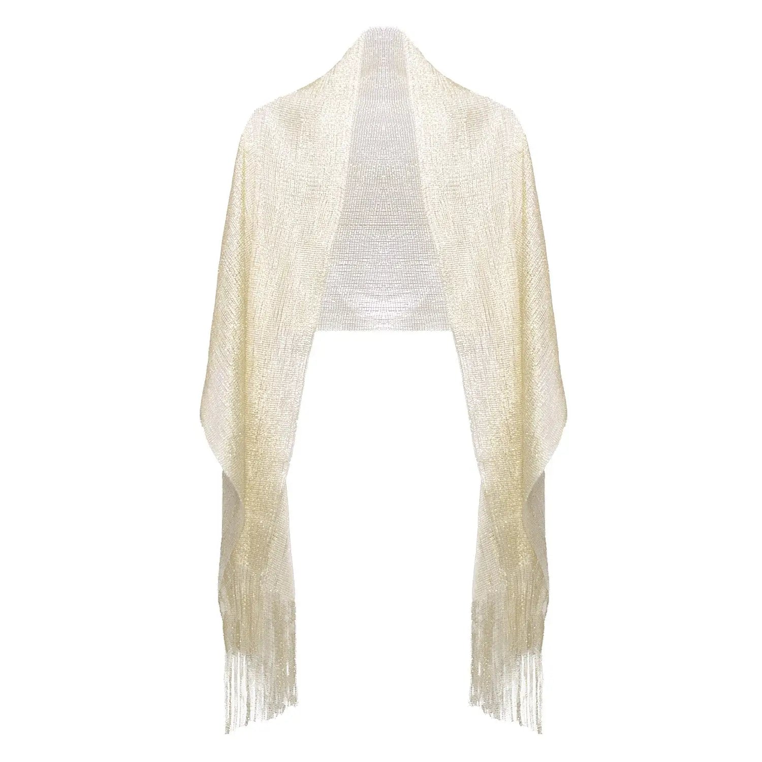 Shimmering Lurex Scarf Fishnet Evening Shawl Scarves - Champagne Gold - Shawls & Wraps