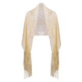 Shimmering Lurex Scarf Fishnet Evening Shawl Scarves - Gold - Shawls & Wraps