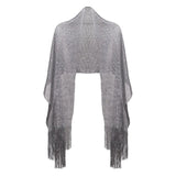 Shimmering Lurex Scarf Fishnet Evening Shawl Scarves - Grey - Shawls & Wraps