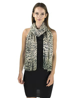 Shimmering Lurex Fishnet Evening Shawl Scarf with Leopard Print