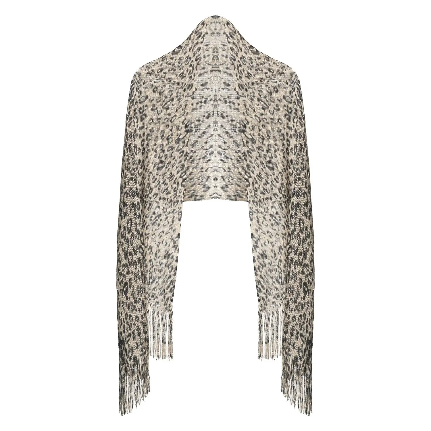 Shimmering Lurex Scarf Fishnet Evening Shawl Scarves - Leopard Brown - Shawls & Wraps