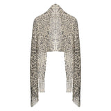 Shimmering Lurex Scarf Fishnet Evening Shawl Scarves - Leopard Brown - Shawls & Wraps