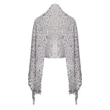 Shimmering Lurex Scarf Fishnet Evening Shawl Scarves - Leopard Grey - Shawls & Wraps