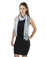 Woman wearing shimmering lurex fishnet scarf from Shimmering Lurex Scarf Fishnet Evening Shawl Scarves.