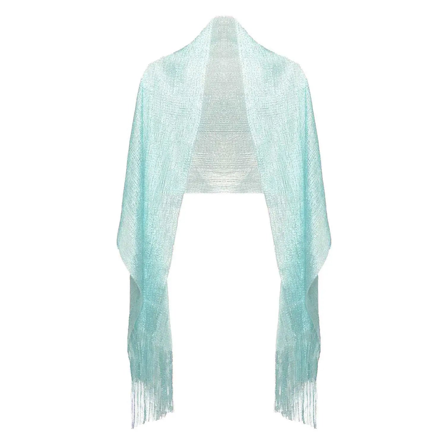 Shimmering Lurex Scarf Fishnet Evening Shawl Scarves - Mint - Shawls & Wraps