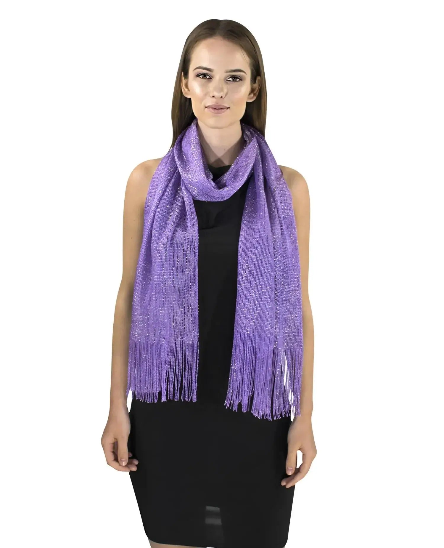 Lurex fishnet purple scarf for evening wear.