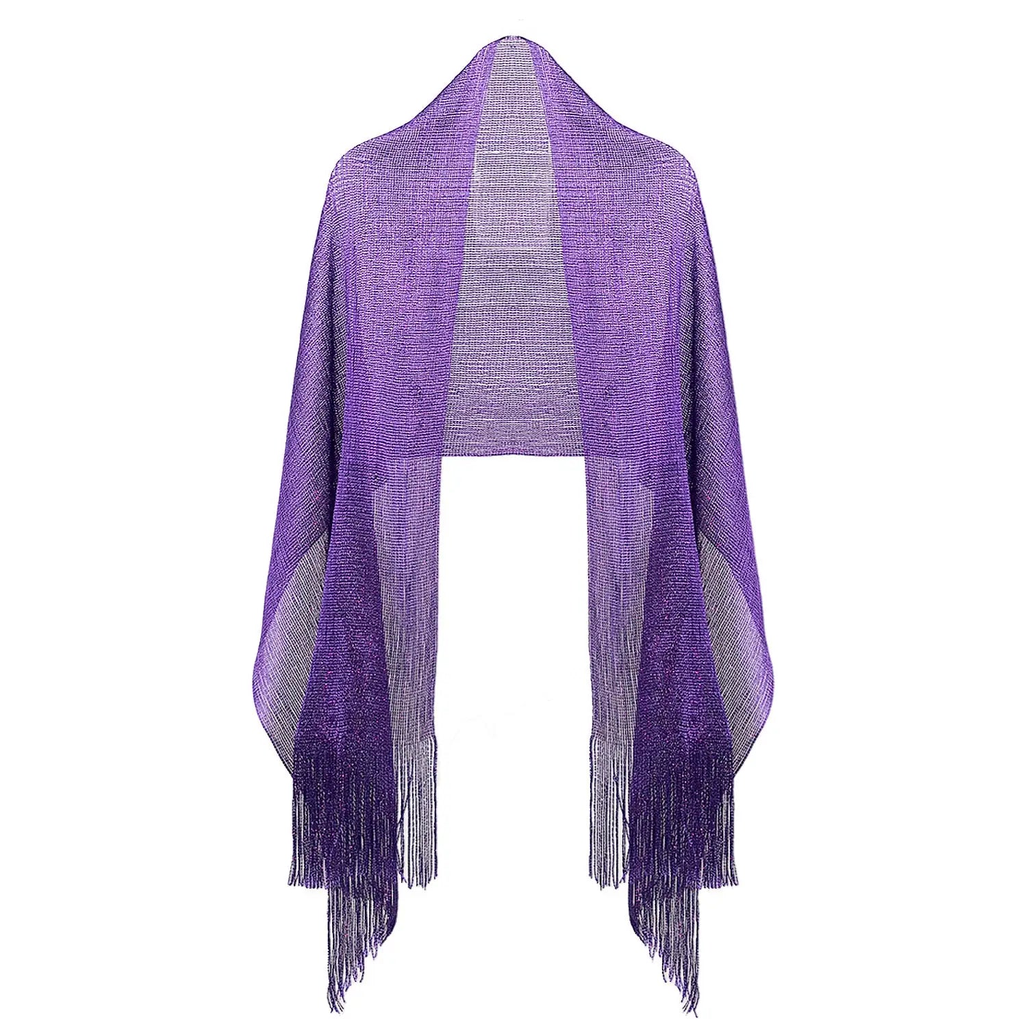Shimmering Lurex Scarf Fishnet Evening Shawl Scarves - Purple - Shawls & Wraps