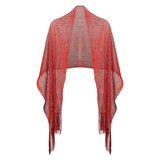 Shimmering Lurex Scarf Fishnet Evening Shawl Scarves - Red - Shawls & Wraps