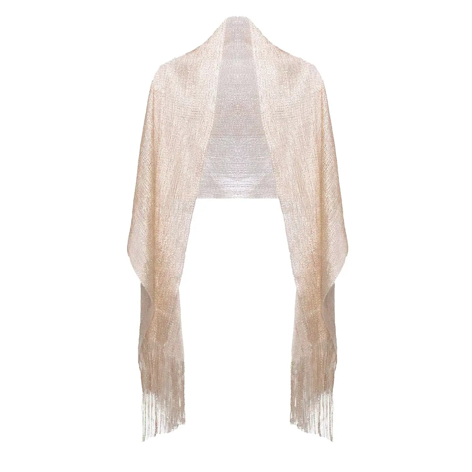 Shimmering Lurex Scarf Fishnet Evening Shawl Scarves - Rose Gold - Shawls & Wraps