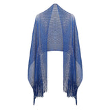Shimmering Lurex Scarf Fishnet Evening Shawl Scarves - Royal Blue - Shawls & Wraps